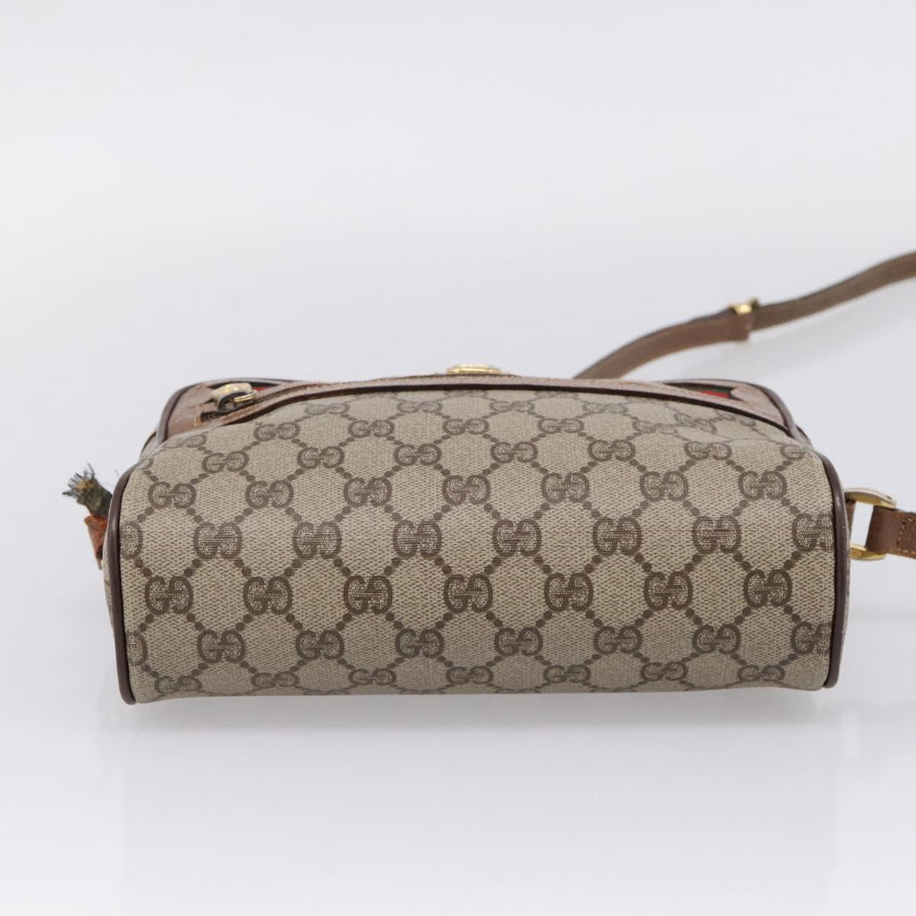 GUCCI GG Supreme Web Sherry Line Bag PVC Beige Gold 001 44 6655 Auth ar14362
