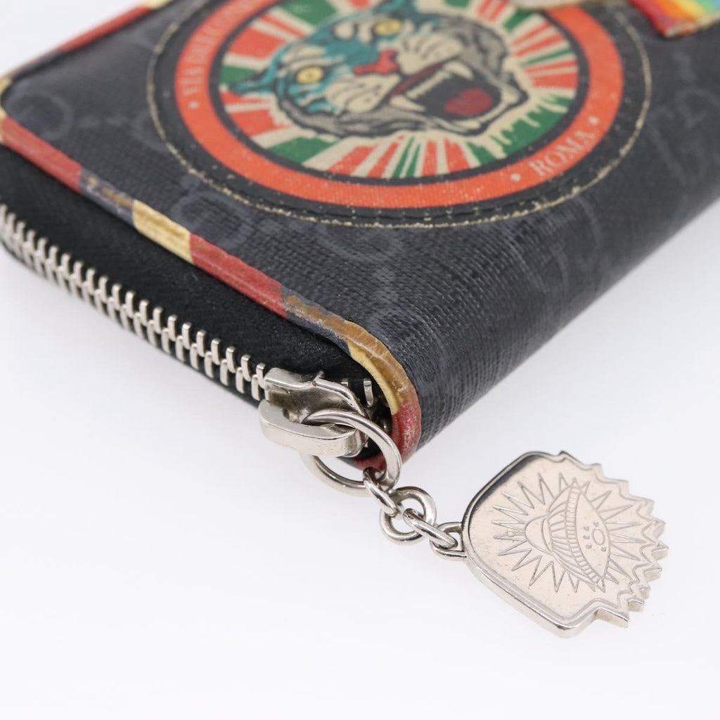 GUCCI GG Supreme Night Courier Coin Purse PVC Black Silver 496343 Auth ar14376