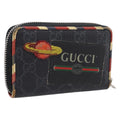 GUCCI GG Supreme Night Courier Coin Purse PVC Black Silver 496343 Auth ar14376