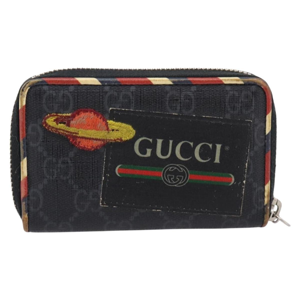 GUCCI GG Supreme Night Courier Coin Purse PVC Black Silver 496343 Auth ar14376