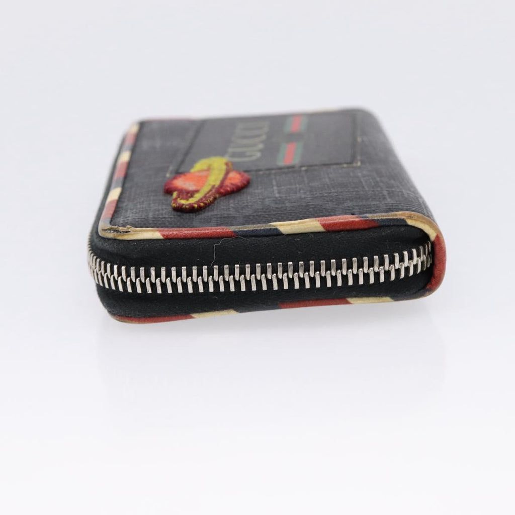 GUCCI GG Supreme Night Courier Coin Purse PVC Black Silver 496343 Auth ar14376