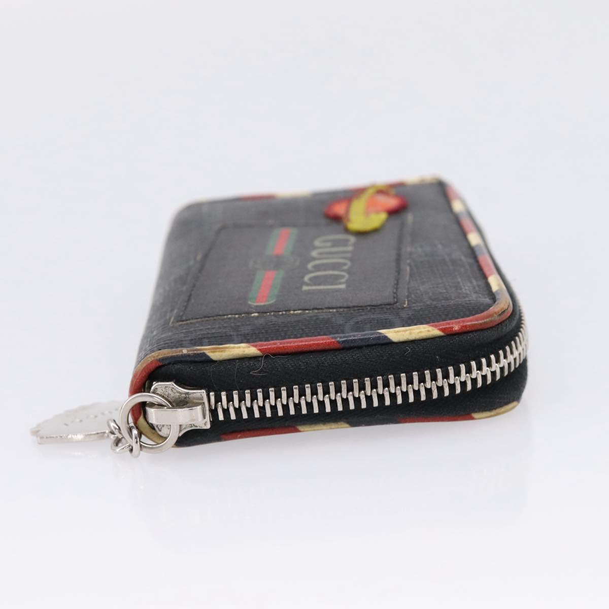 GUCCI GG Supreme Night Courier Coin Purse PVC Black Silver 496343 Auth ar14376