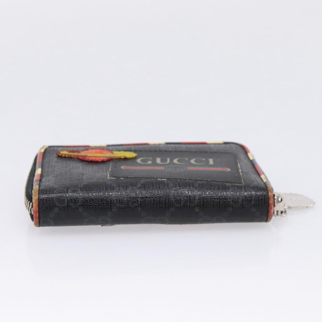 GUCCI GG Supreme Night Courier Coin Purse PVC Black Silver 496343 Auth ar14376