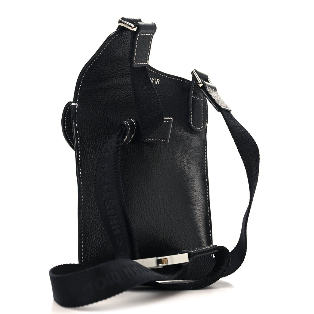 X KAWS Grained Calfskin Bee Saddle Pouch Black