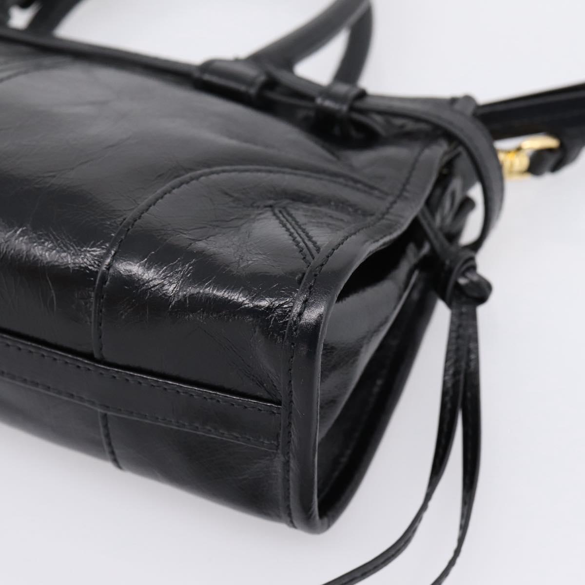 PRADA Bonnie Hand Bag Leather 2way Black Gold Auth BA15756SAM