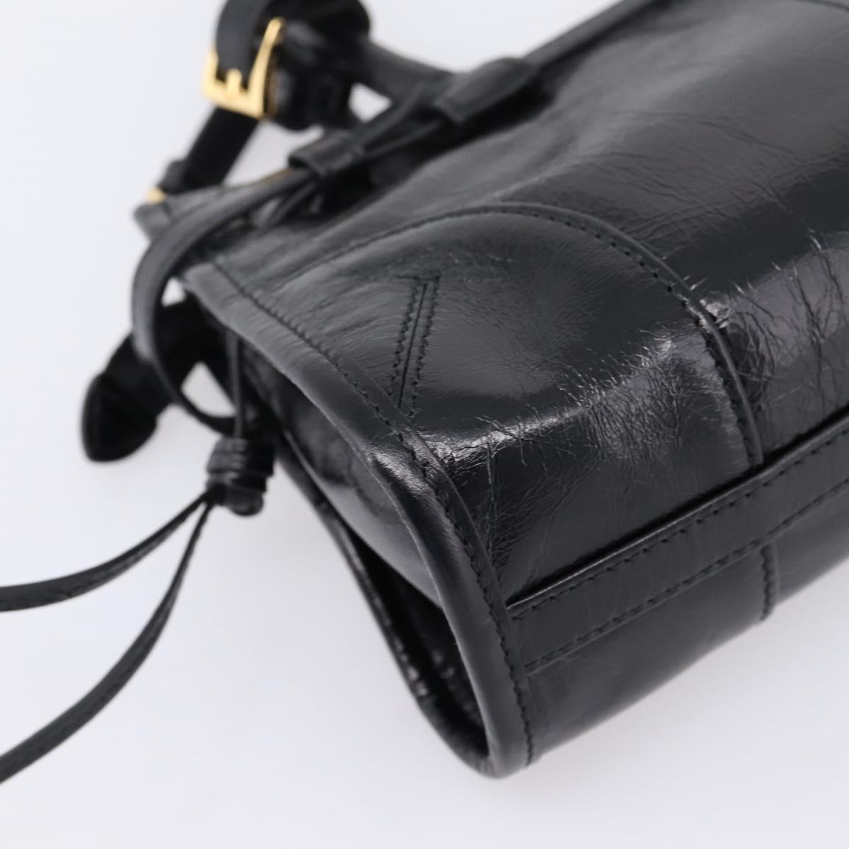 PRADA Bonnie Hand Bag Leather 2way Black Gold Auth BA15756SAM