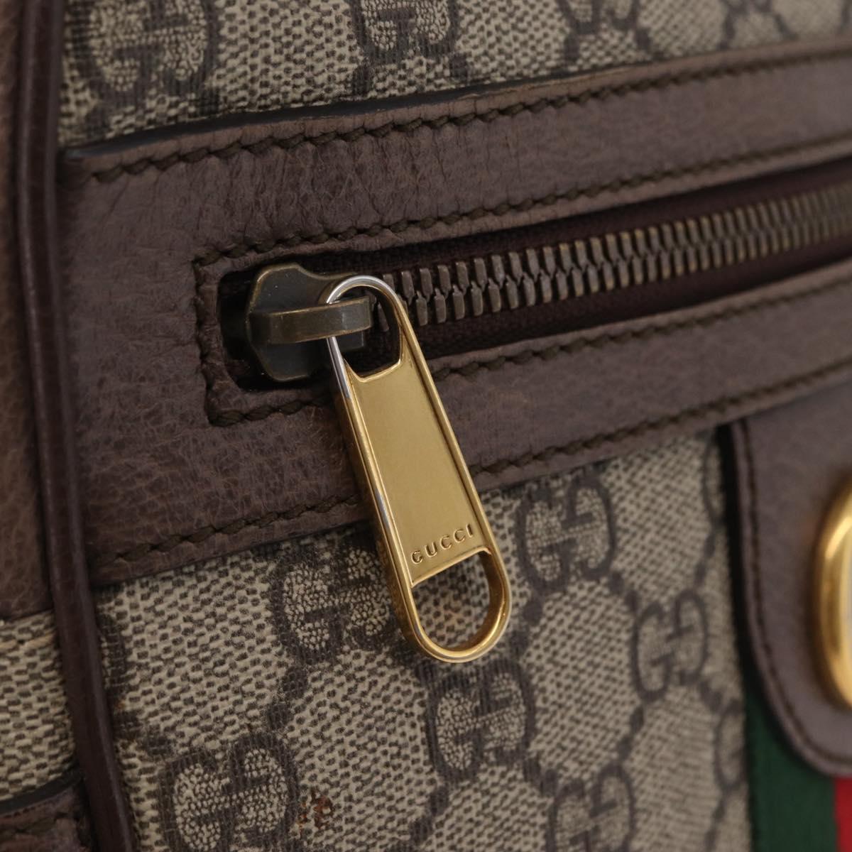 GUCCI GG Supreme Web Sherry Line Bag PVC Beige Gold 547926 Auth BA15831V