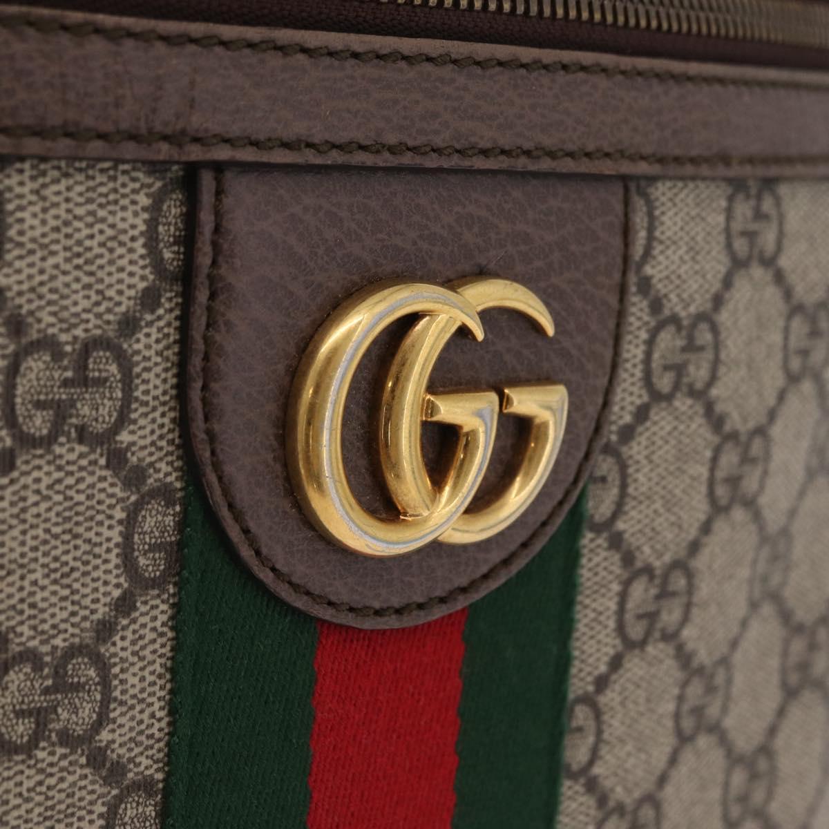 GUCCI GG Supreme Web Sherry Line Bag PVC Beige Gold 547926 Auth BA15831V
