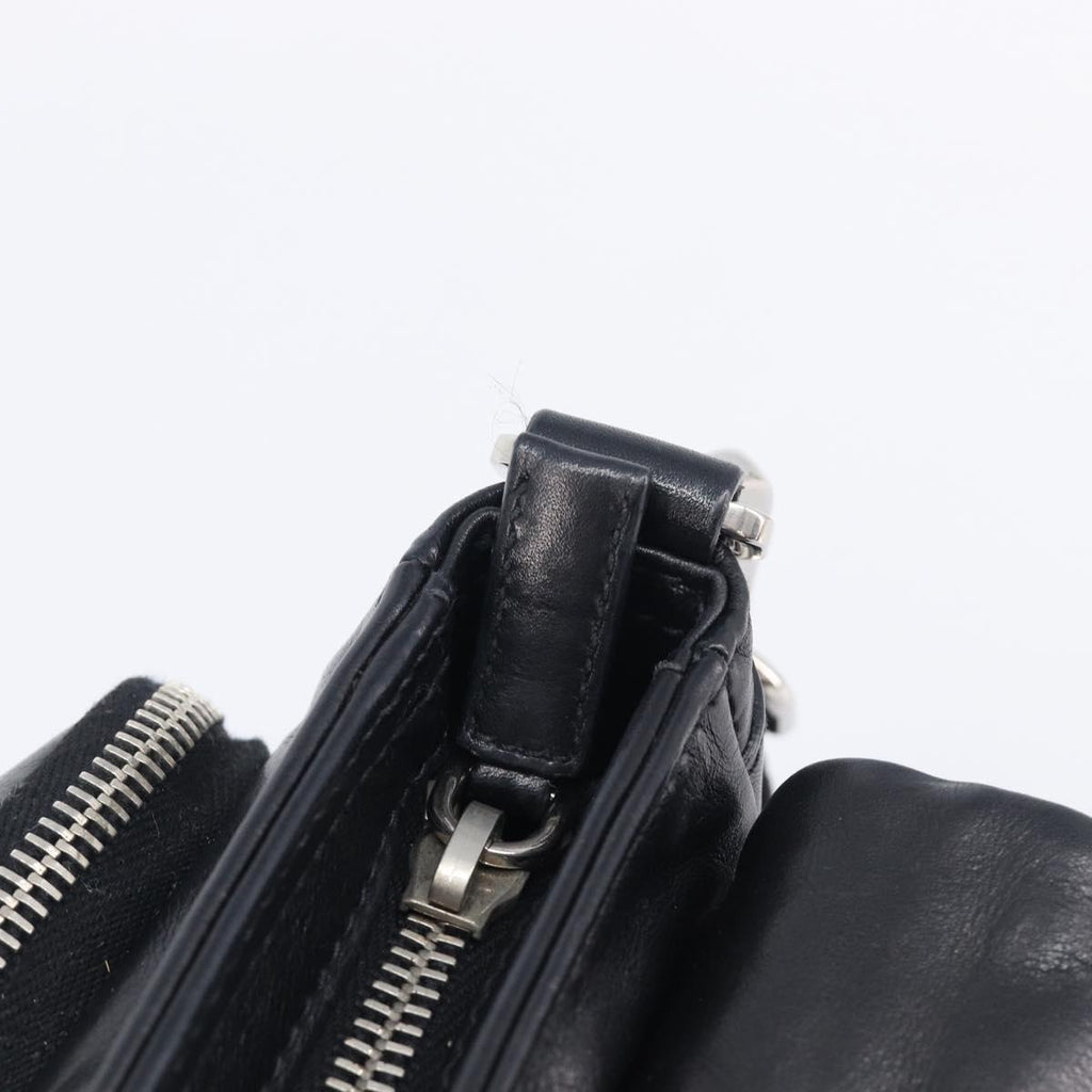 PRADA Shoulder Bag Leather Black Silver Auth BA15835V