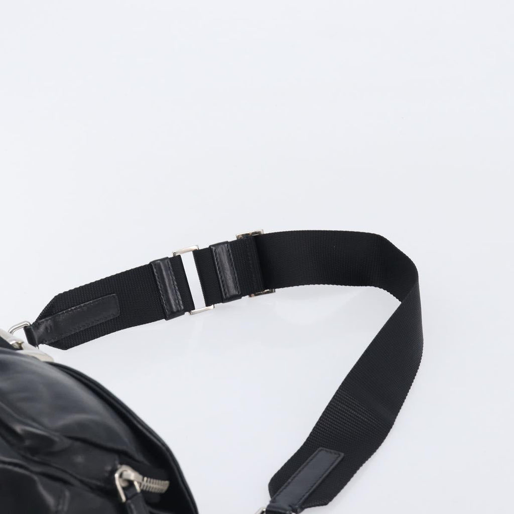 PRADA Shoulder Bag Leather Black Silver Auth BA15835V