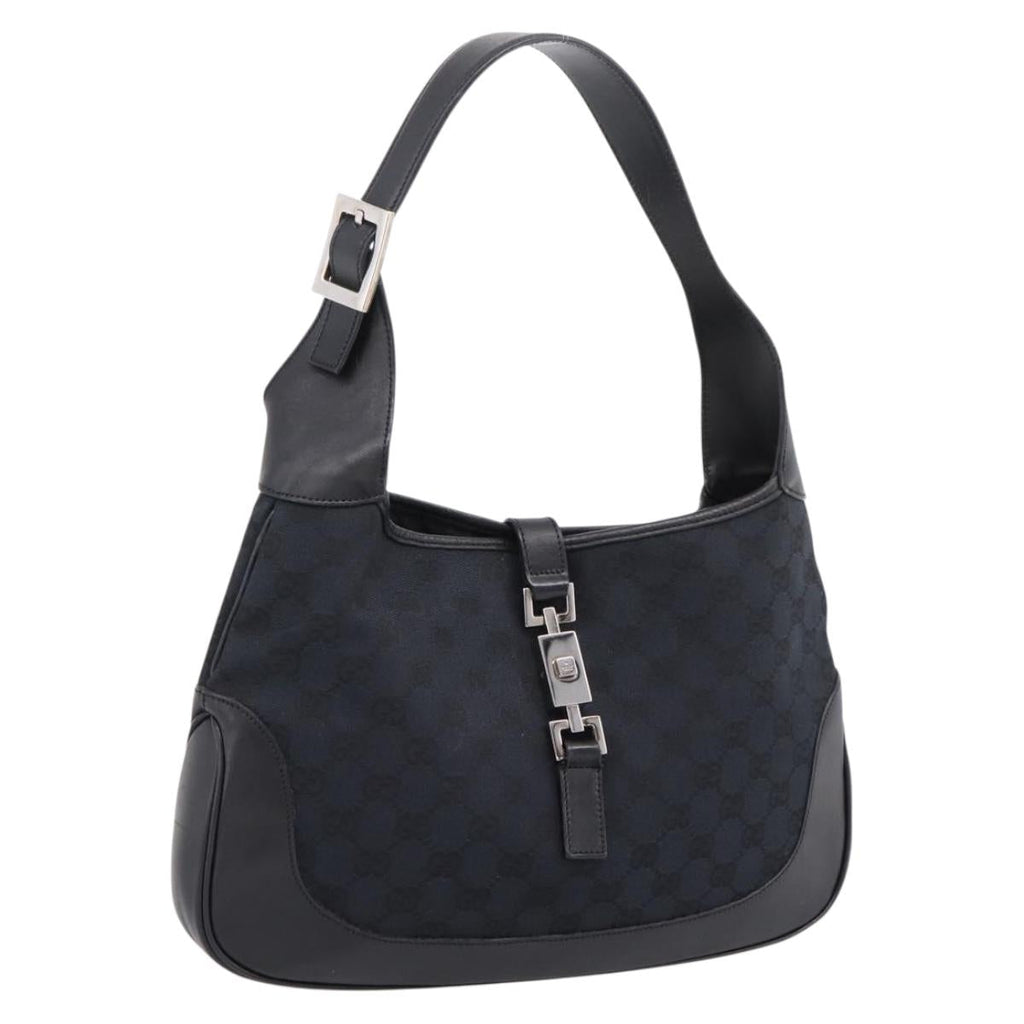 GUCCI GG Canvas Shoulder Bag Black Silver 001 3306 Auth BA15854V