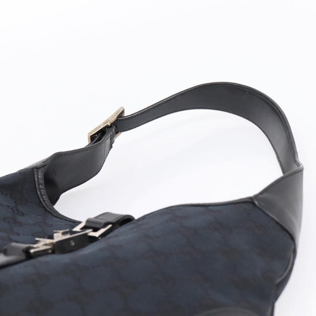 GUCCI GG Canvas Shoulder Bag Black Silver 001 3306 Auth BA15854V