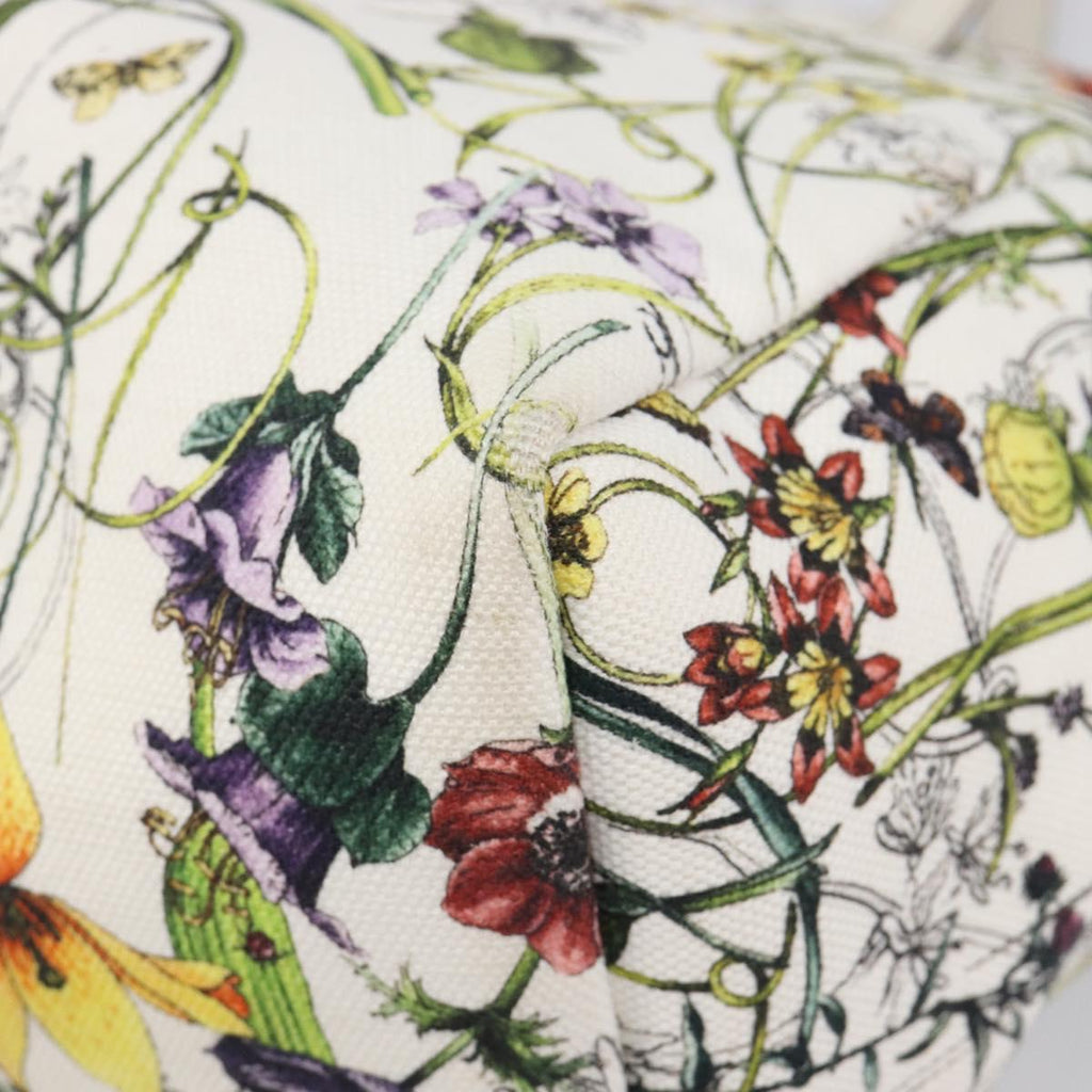 GUCCI Flora Tote Bag Canvas White 282439 Auth BA15910V