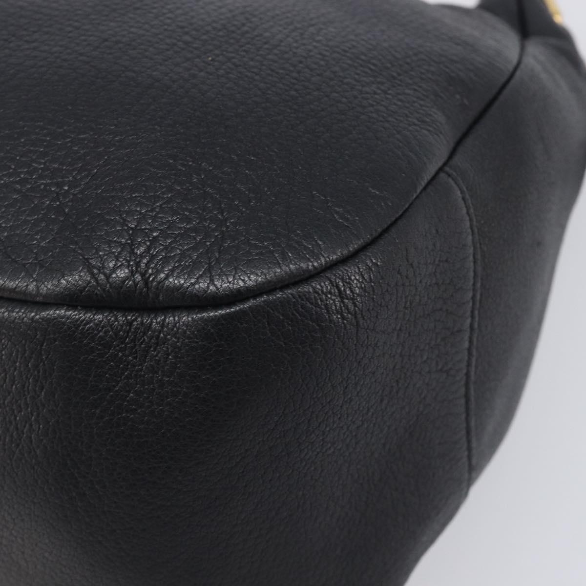 PRADA Shoulder Bag Vittero Dino Leather Black Gold Auth BA15917V
