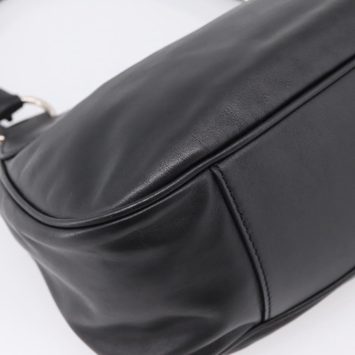 PRADA Shoulder Bag Leather Black Silver Auth BA15920M