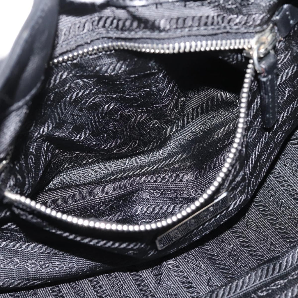 PRADA Shoulder Bag Leather Black Silver Auth BA15920M