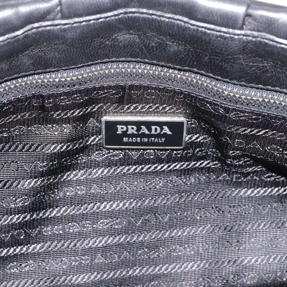 PRADA Shoulder Bag Leather Black Silver Auth BA15921M
