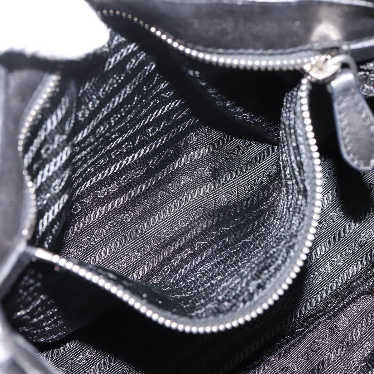 PRADA Shoulder Bag Leather Black Silver Auth BA15921M