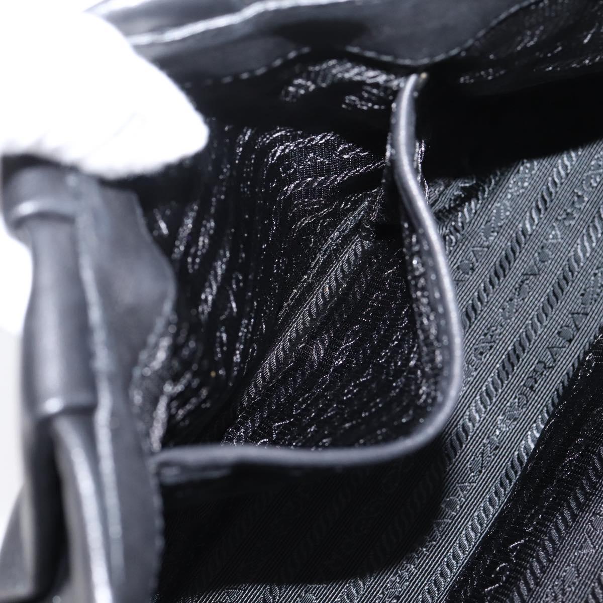 PRADA Shoulder Bag Leather Black Silver Auth BA15921M