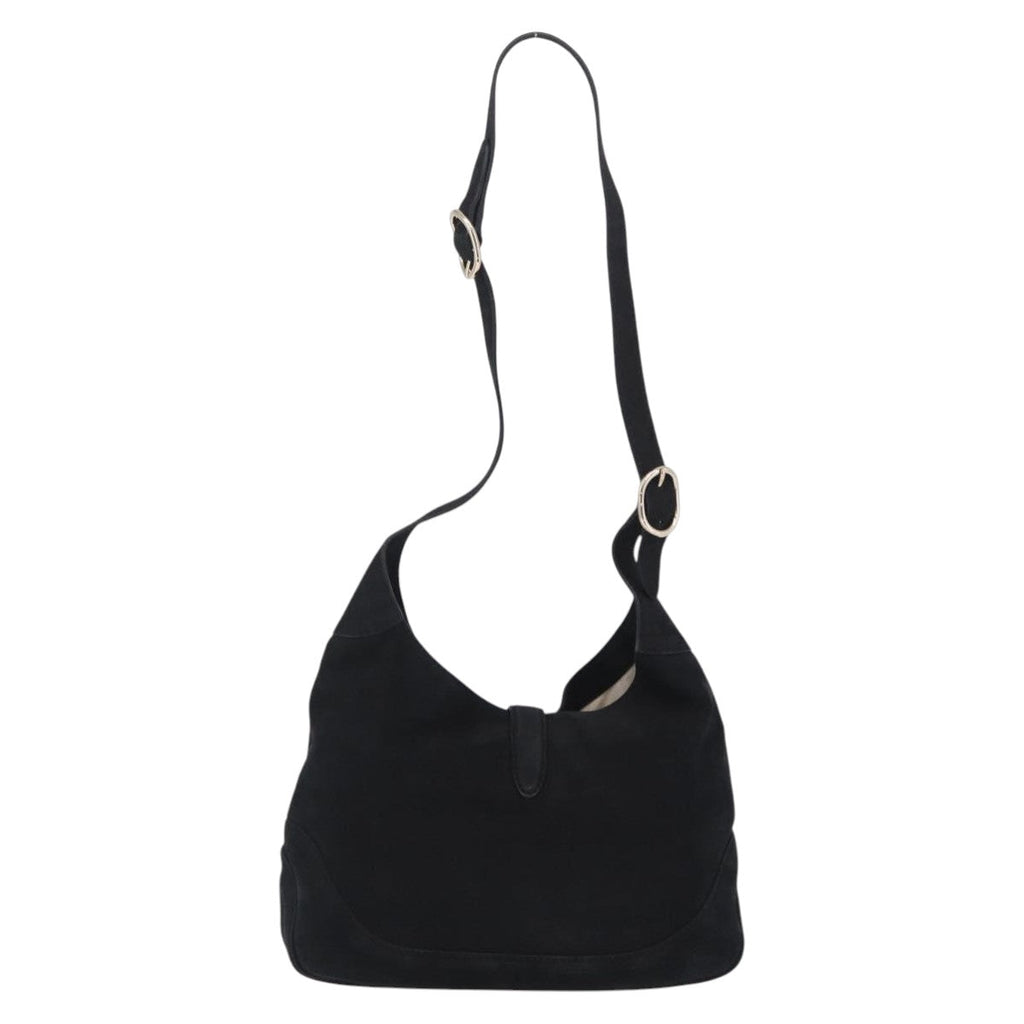 GUCCI New Jackie Shoulder Bag Leather Black Gold 277520 Auth BA15959V