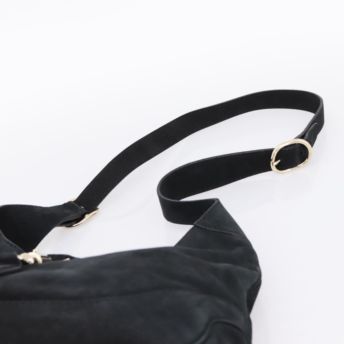 GUCCI New Jackie Shoulder Bag Leather Black Gold 277520 Auth BA15959V