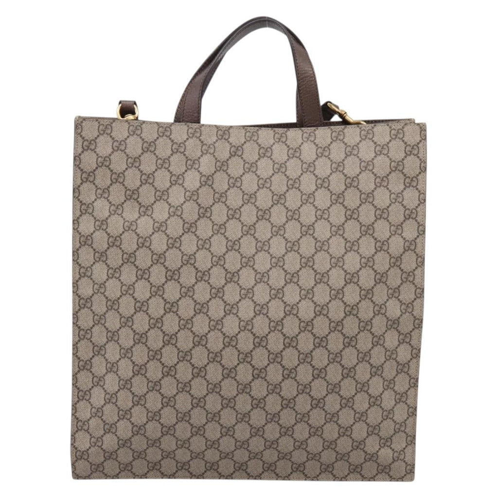 GUCCI GG Supreme Tote Bag PVC 2way Beige Gold 450950 Auth BA15961V