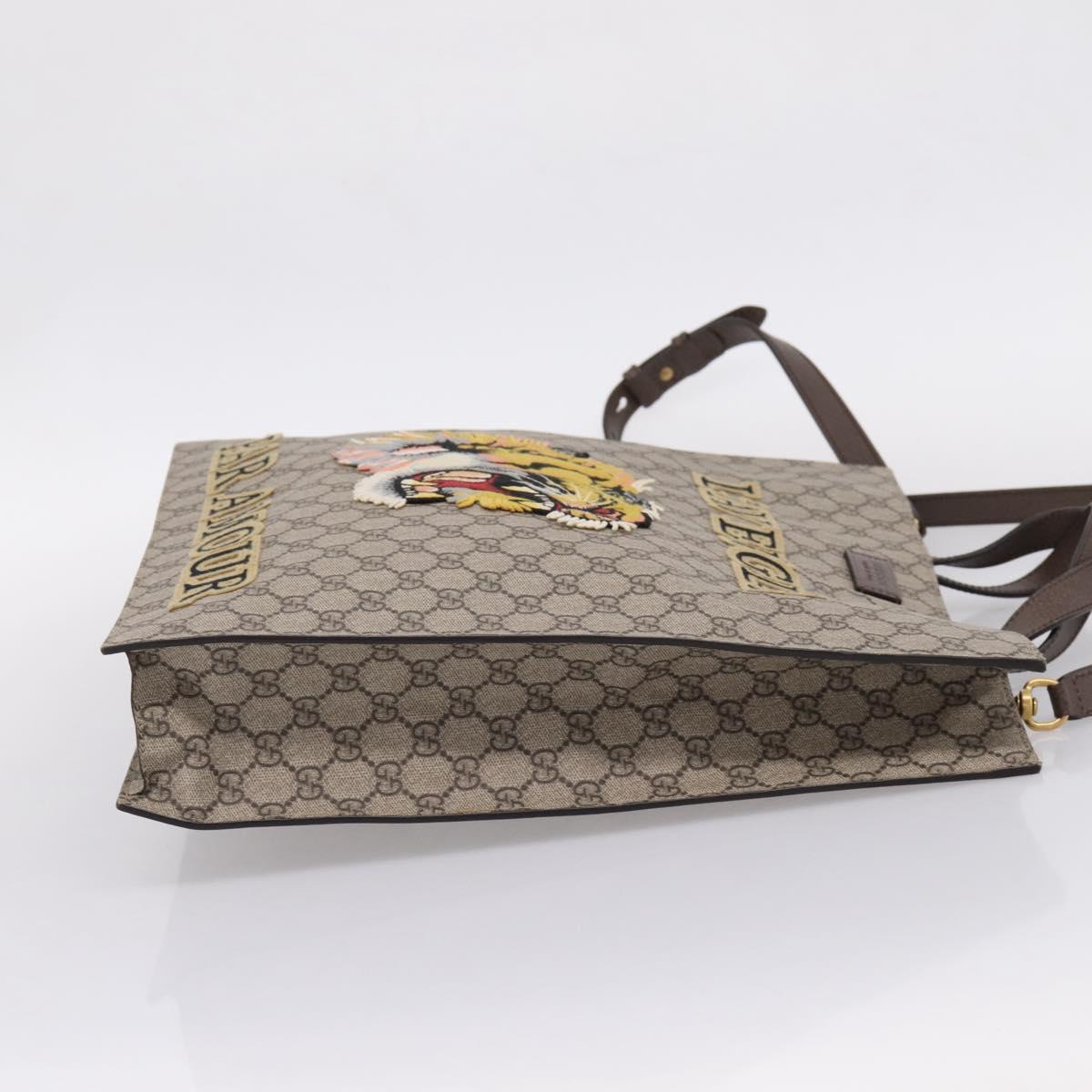 GUCCI GG Supreme Tote Bag PVC 2way Beige Gold 450950 Auth BA15961V