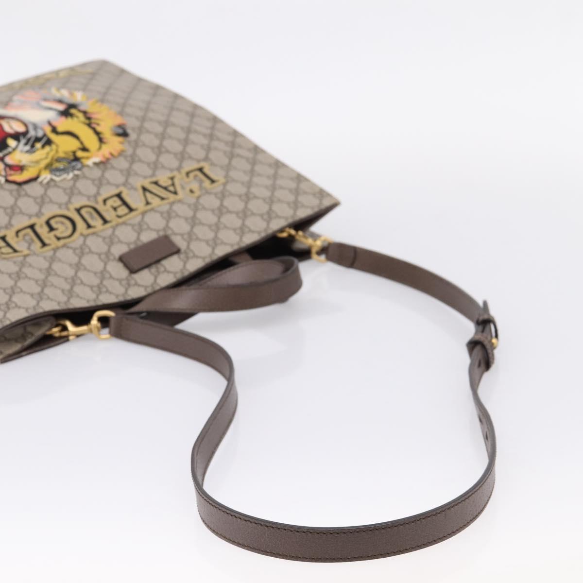 GUCCI GG Supreme Tote Bag PVC 2way Beige Gold 450950 Auth BA15961V