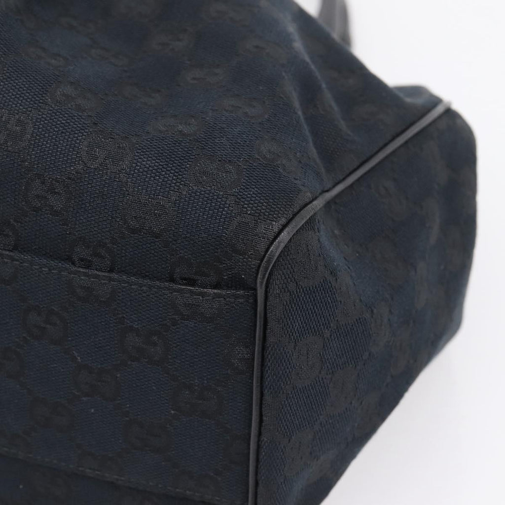 GUCCI GG Canvas Sukey Hand Bag Black Gold 211944 Auth BA15982V