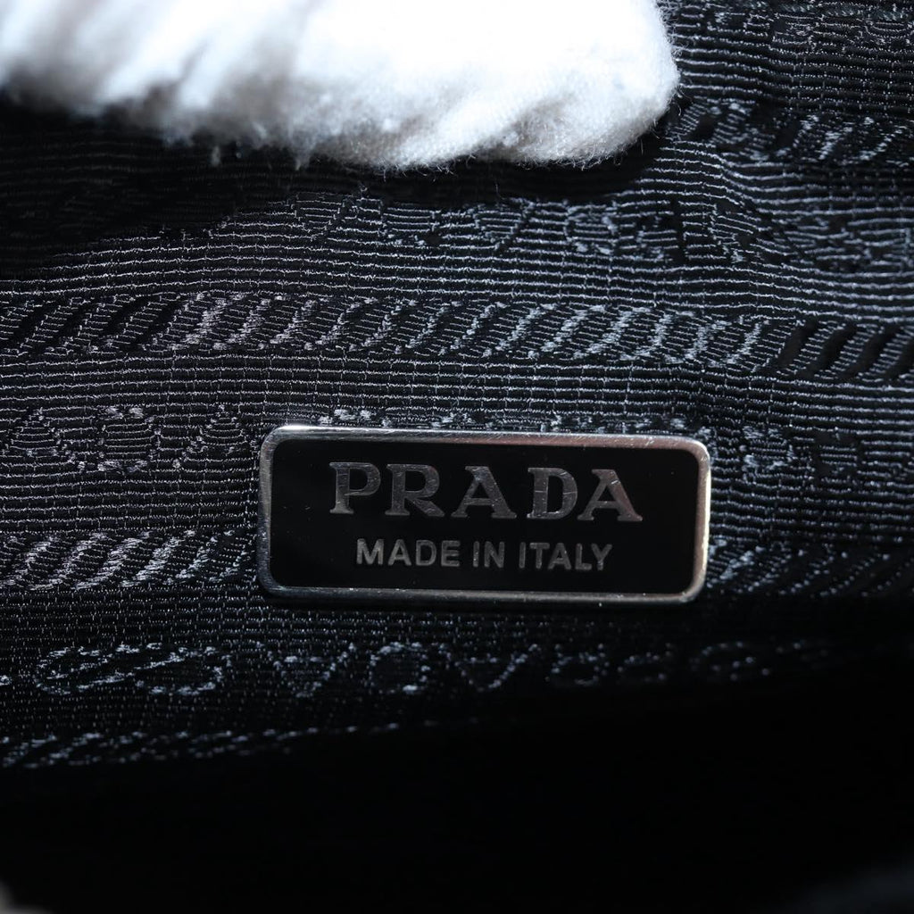 PRADA Shoulder Bag Leather White Silver Auth BA16048M