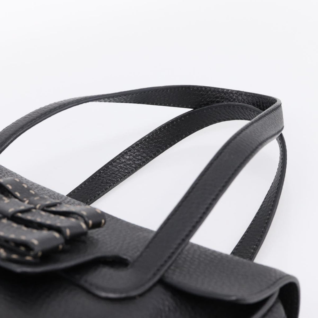PRADA Tote Bag Leather Black Silver Auth BA16052A