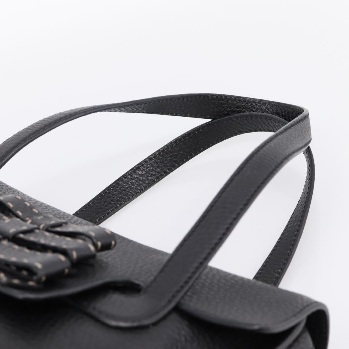 PRADA Tote Bag Leather Black Silver Auth BA16052A