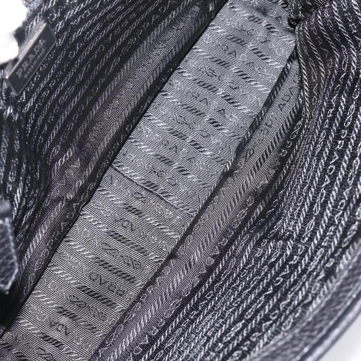 PRADA Tote Bag Leather Black Silver Auth BA16052A
