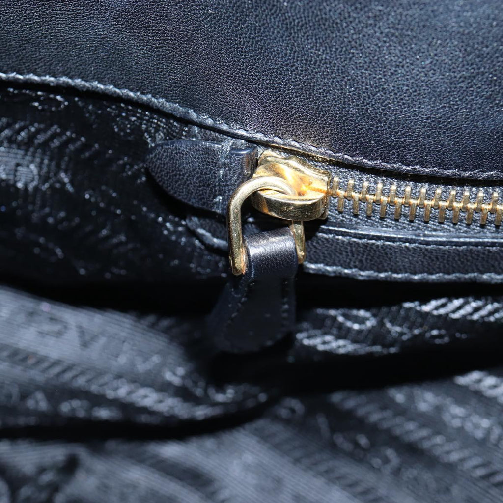 PRADA Gathered Tote Bag Leather Black Gold Auth BA16064SAV