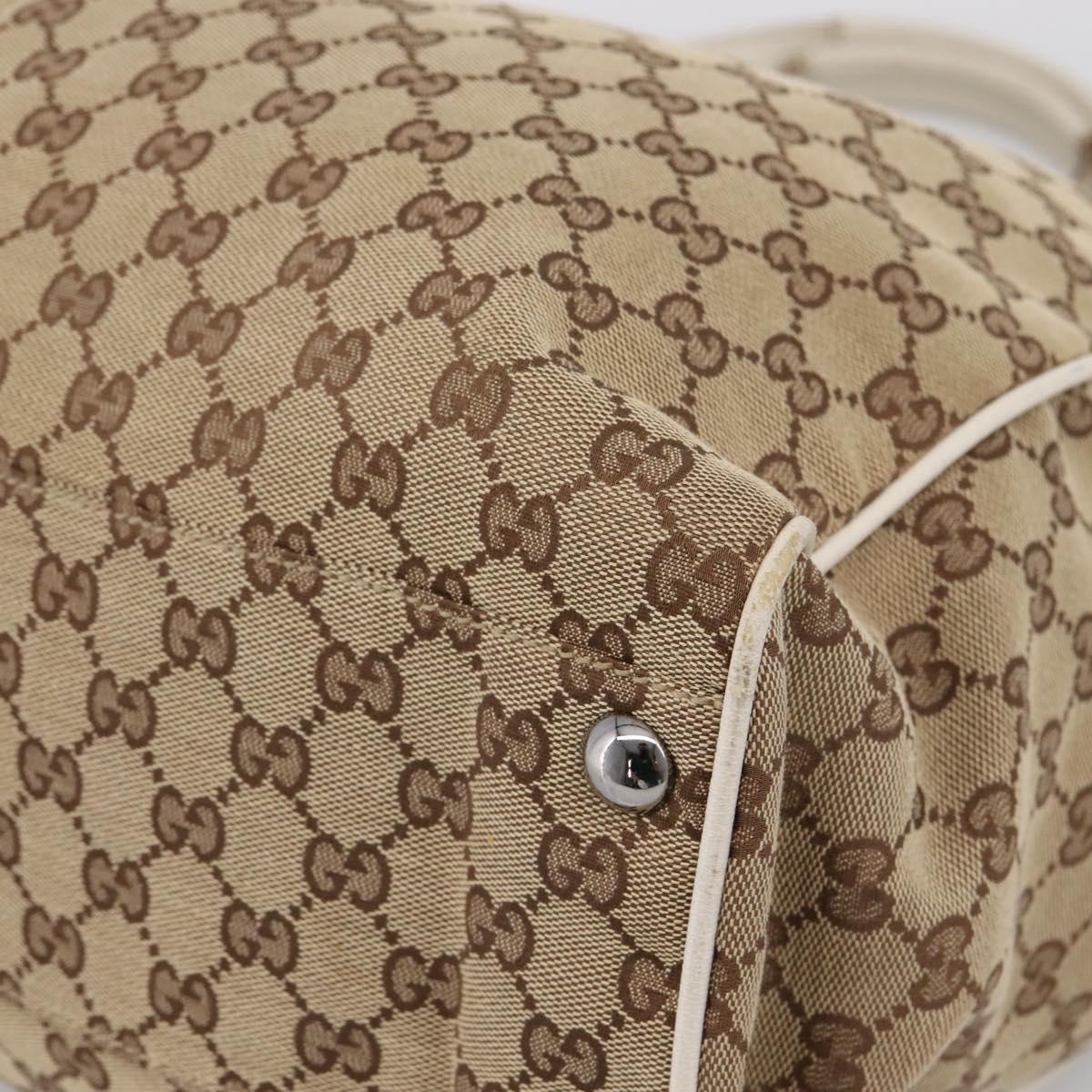 GUCCI GG Canvas Tote Bag Beige Silver 153213 Auth BA16315