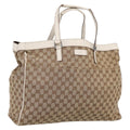 GUCCI GG Canvas Tote Bag Beige Silver 153213 Auth BA16315