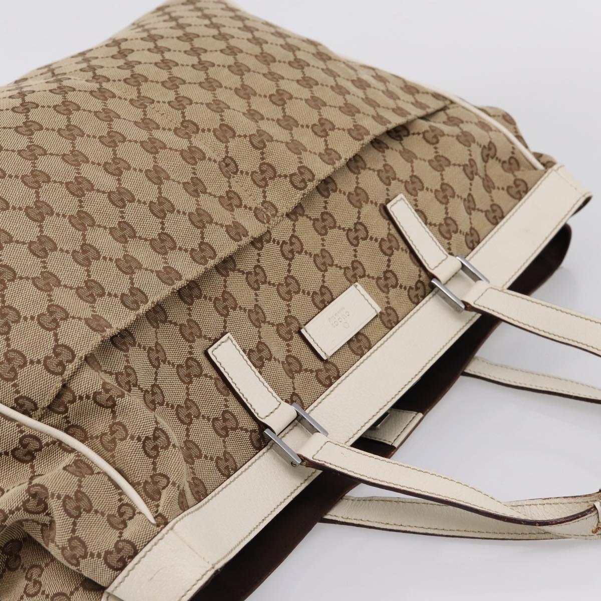 GUCCI GG Canvas Tote Bag Beige Silver 153213 Auth BA16315