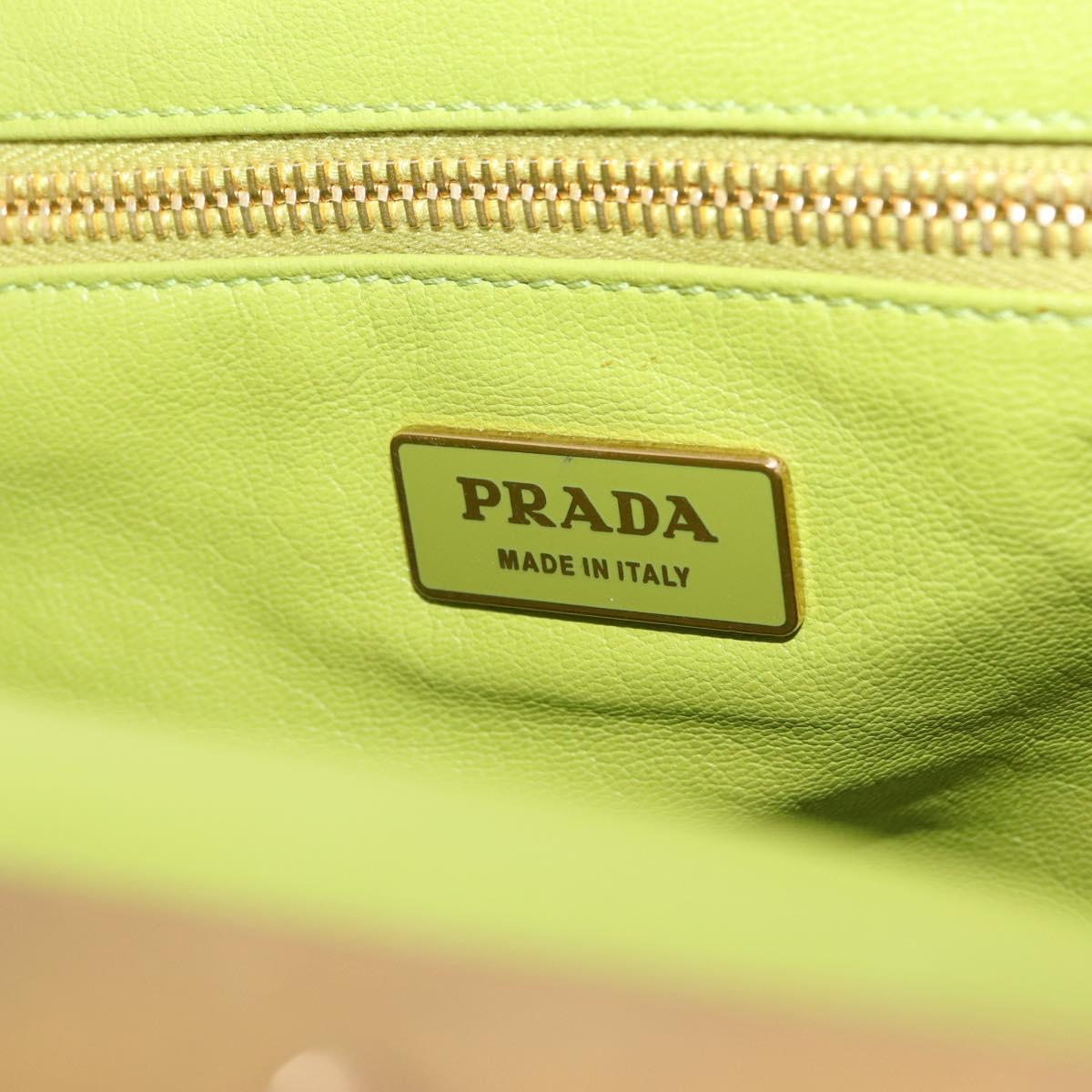 PRADA Chain Shoulder Bag Raffia Beige Gold Tone Auth BA16338V