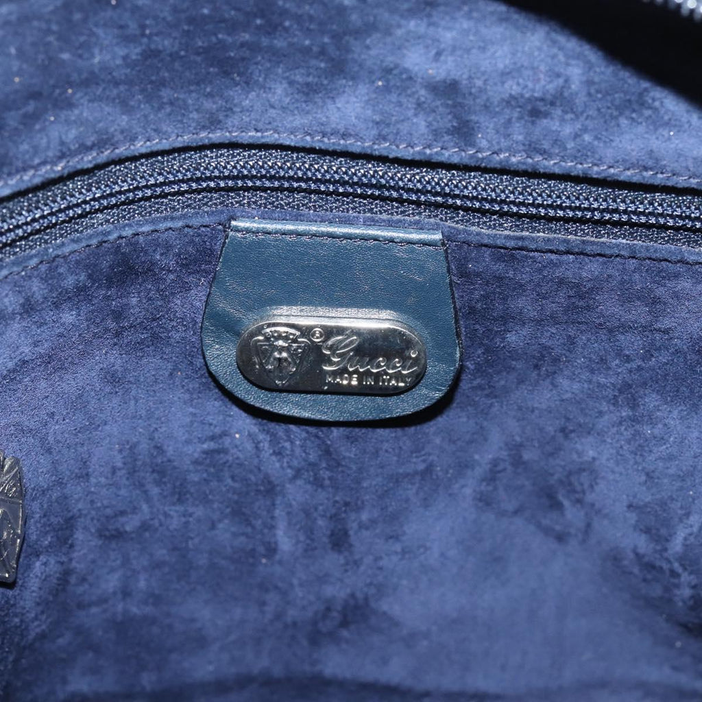 GUCCI Shoulder Bag Leather Navy Silver 007 37 4916 Auth BA16359