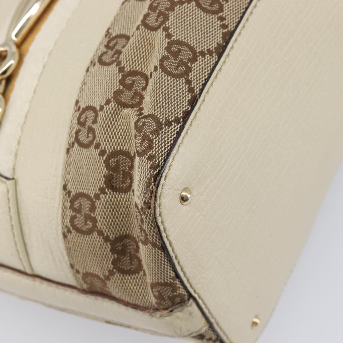GUCCI GG Canvas Horsebit Sherry Line Tote Bag Beige Gold 137385 Auth BA16410