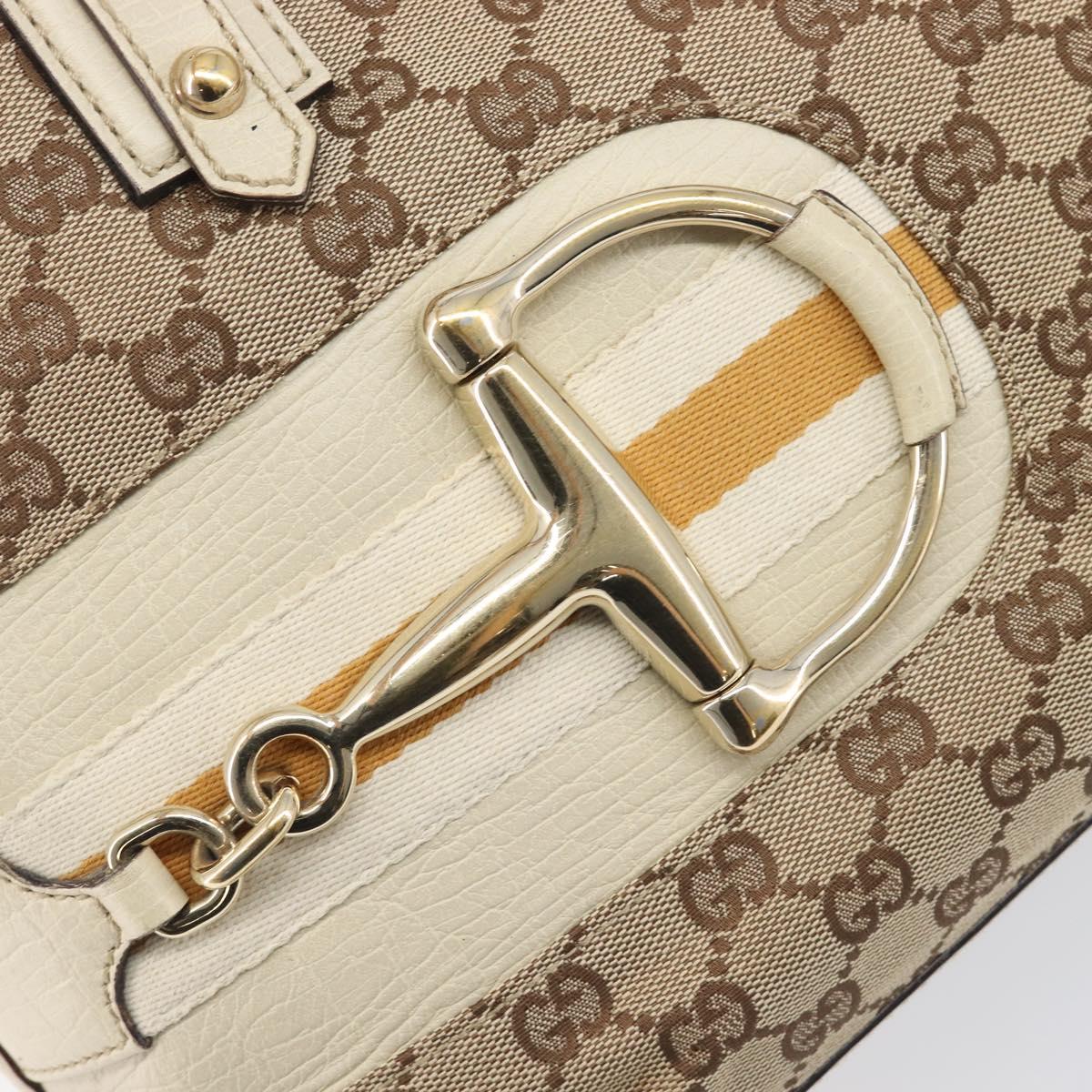 GUCCI GG Canvas Horsebit Sherry Line Tote Bag Beige Gold 137385 Auth BA16410