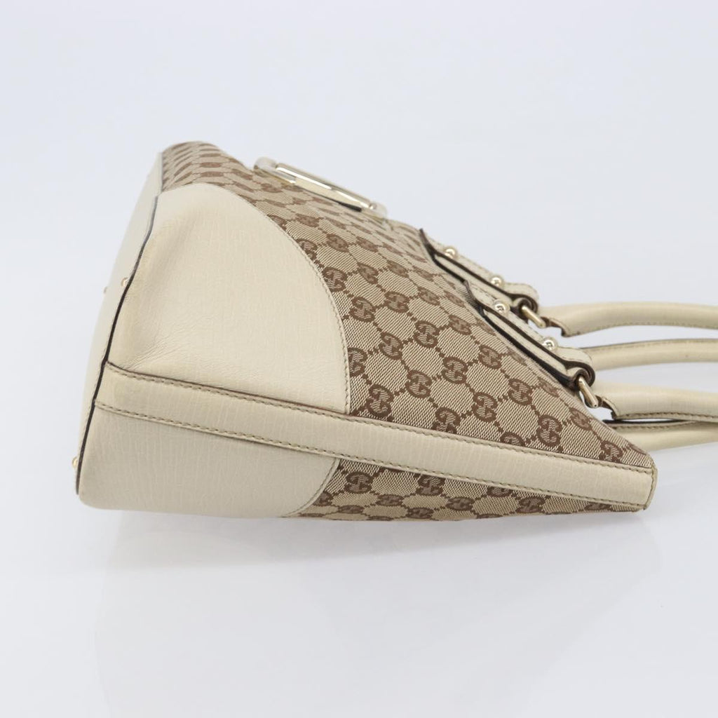 GUCCI GG Canvas Horsebit Sherry Line Tote Bag Beige Gold 137385 Auth BA16410