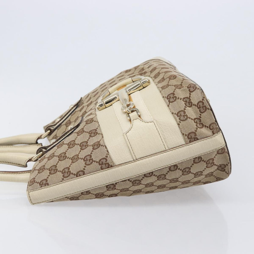 GUCCI GG Canvas Horsebit Sherry Line Tote Bag Beige Gold 137385 Auth BA16410