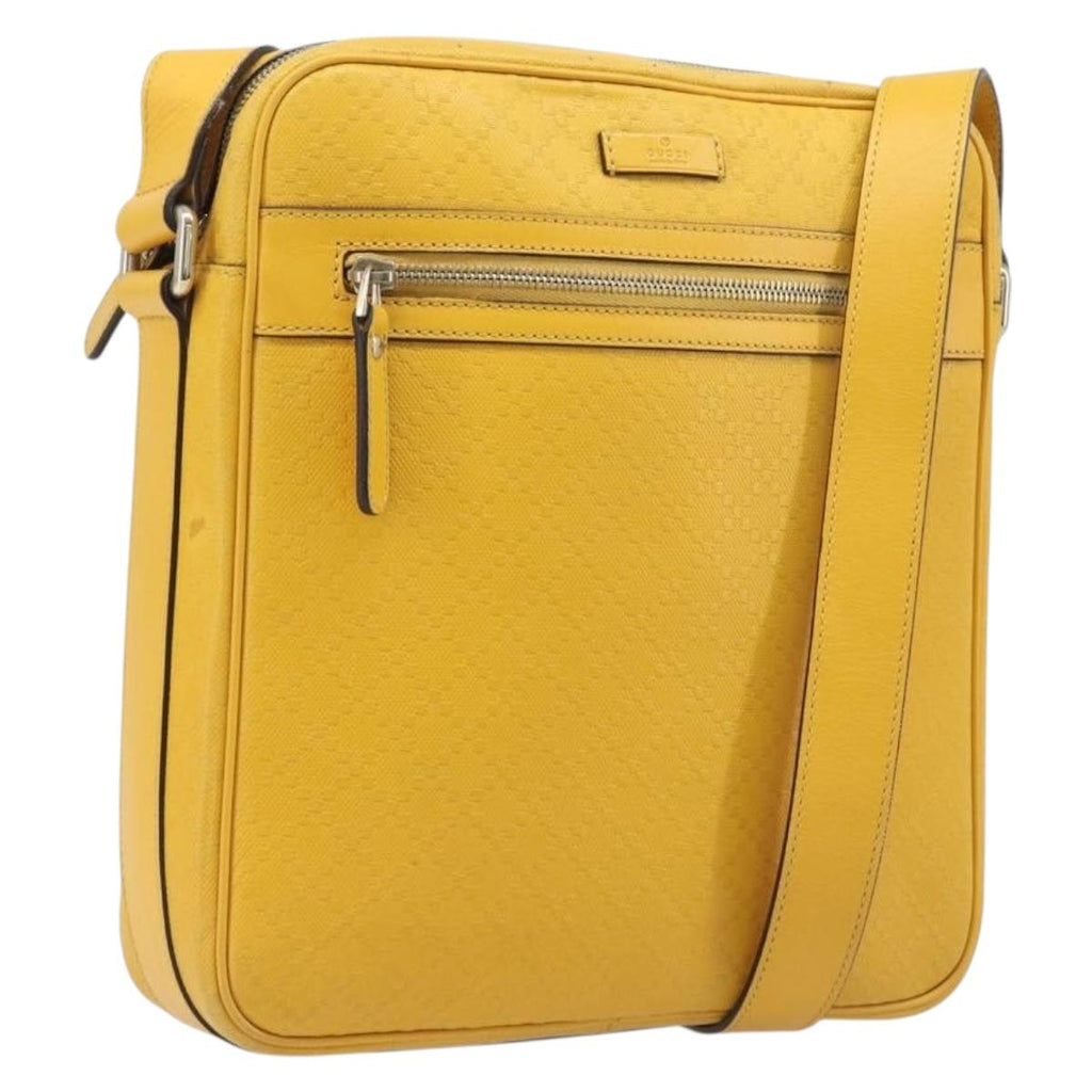 GUCCI Diamante Shoulder Bag Leather Yellow Gold 201448 Auth BA16419A