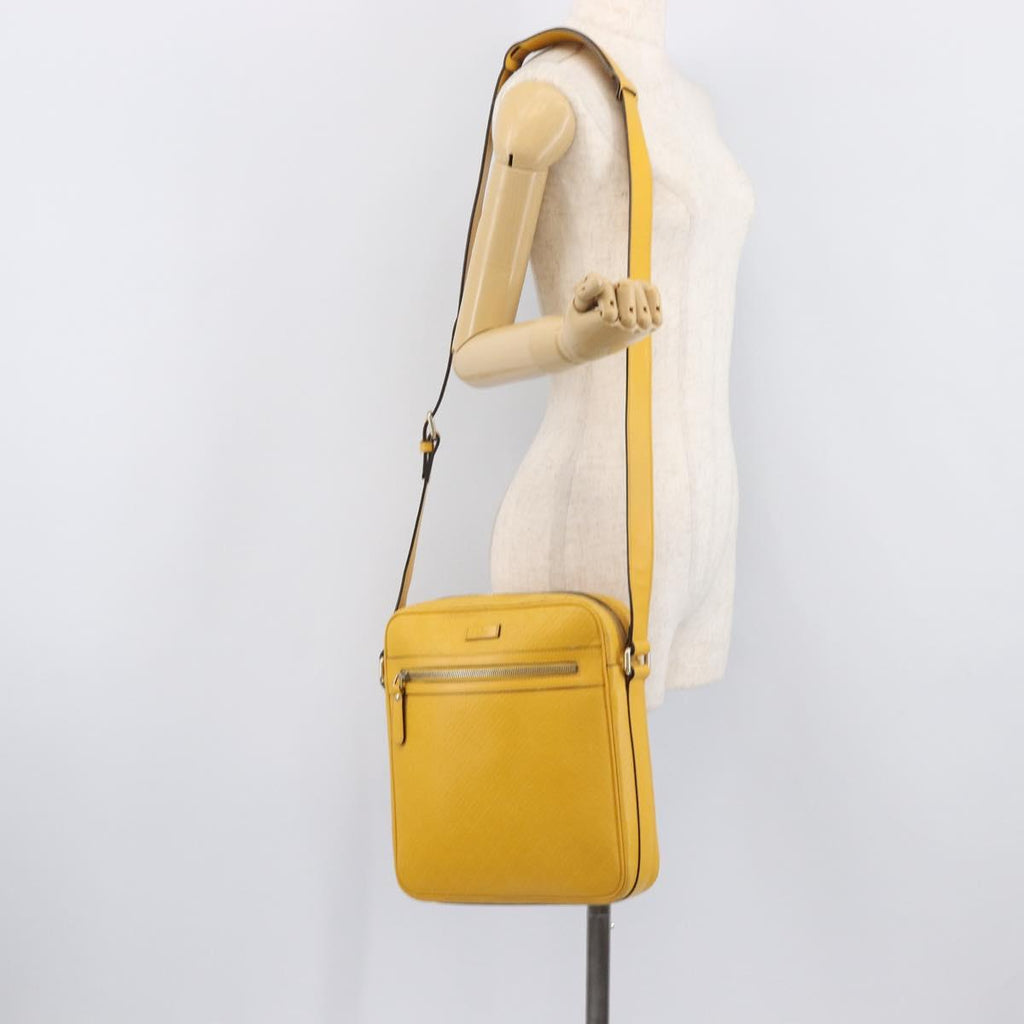 GUCCI Diamante Shoulder Bag Leather Yellow Gold 201448 Auth BA16419A
