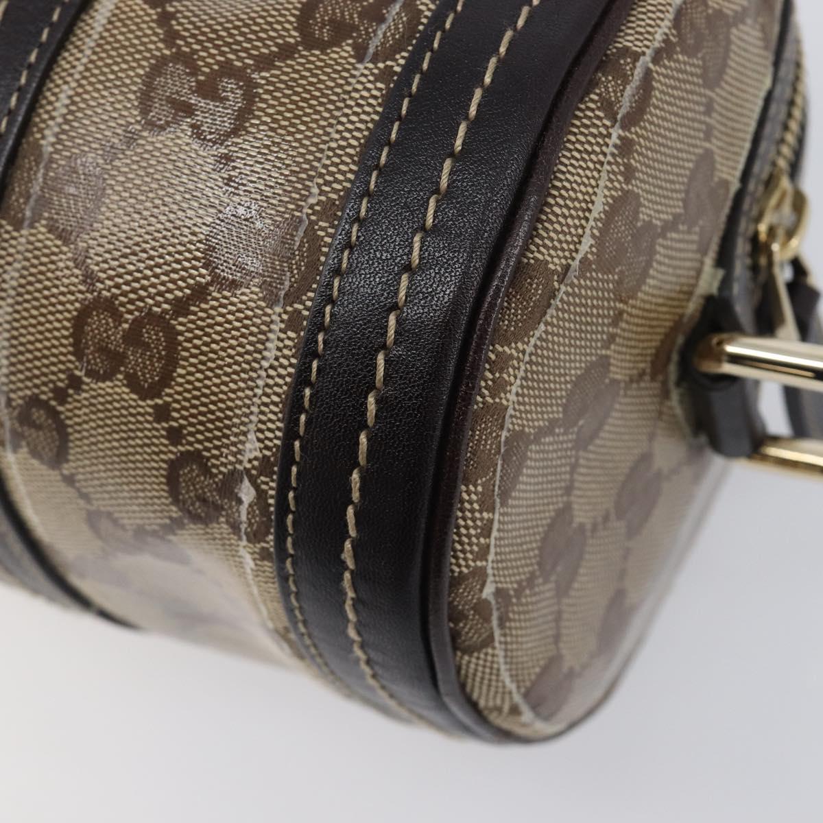 GUCCI GG Crystal Hand Bag Coated Canvas Beige Gold Tone 181485 Auth BA16517