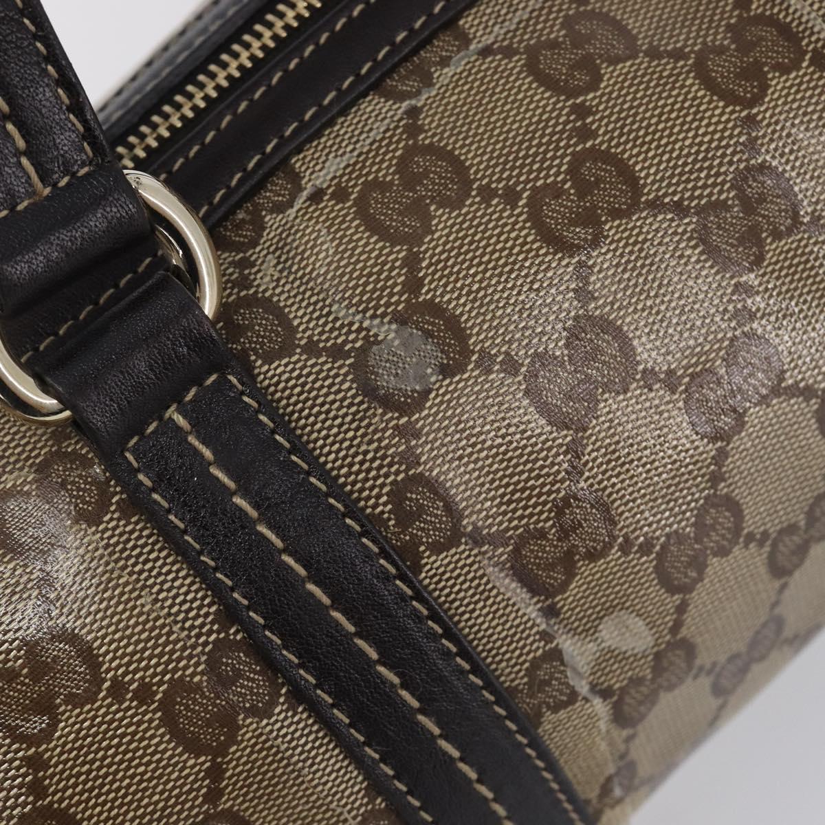 GUCCI GG Crystal Hand Bag Coated Canvas Beige Gold Tone 181485 Auth BA16517