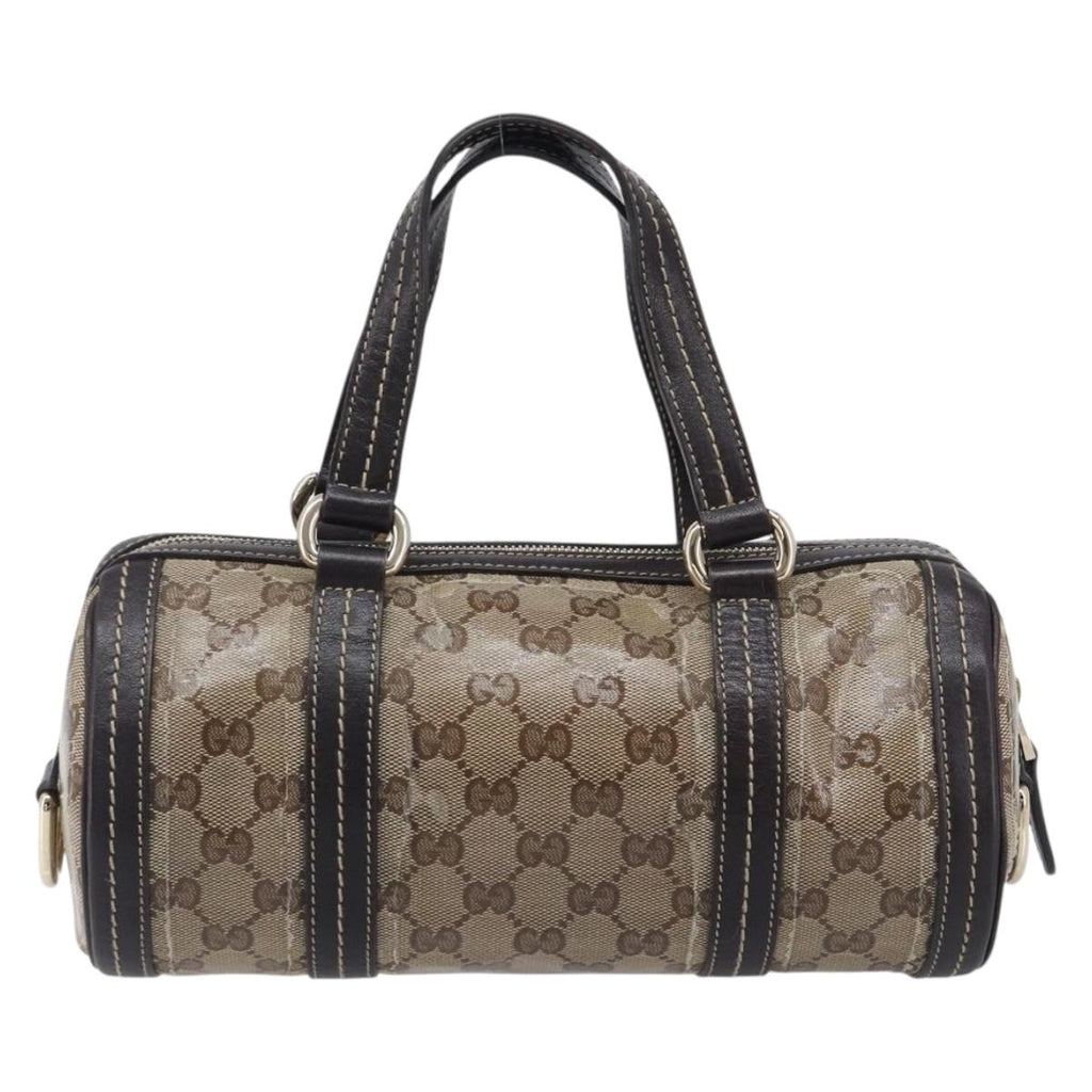 GUCCI GG Crystal Hand Bag Coated Canvas Beige Gold Tone 181485 Auth BA16517