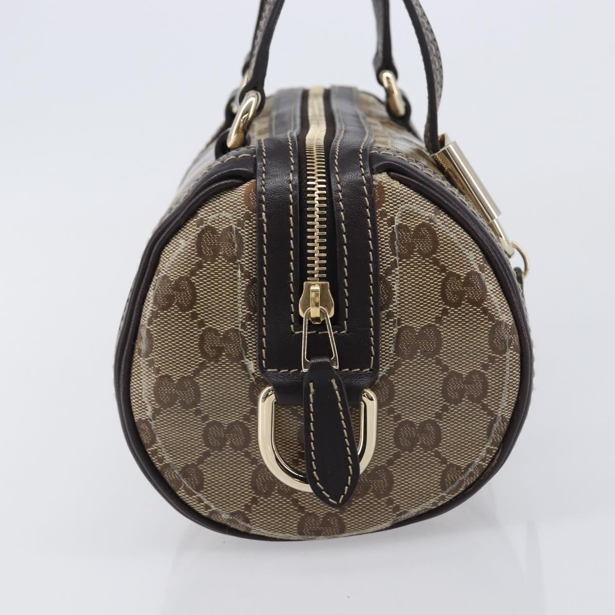 GUCCI GG Crystal Hand Bag Coated Canvas Beige Gold Tone 181485 Auth BA16517