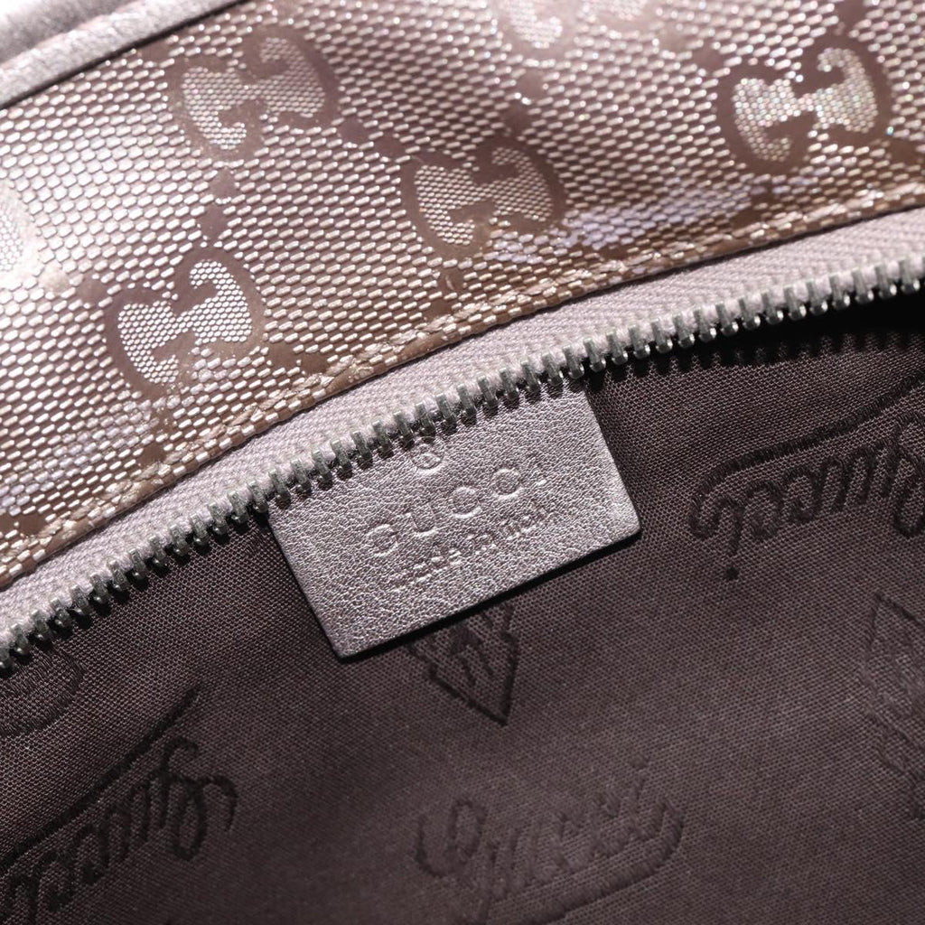 GUCCI GG Implementation Tote Bag PVC Leather Silver 211138 Auth BA16629A